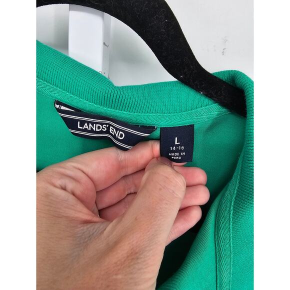 Lands End Womens Sz L (14/16) Short Sleeve Polo Shirt Solid Green - Picture 3 of 4